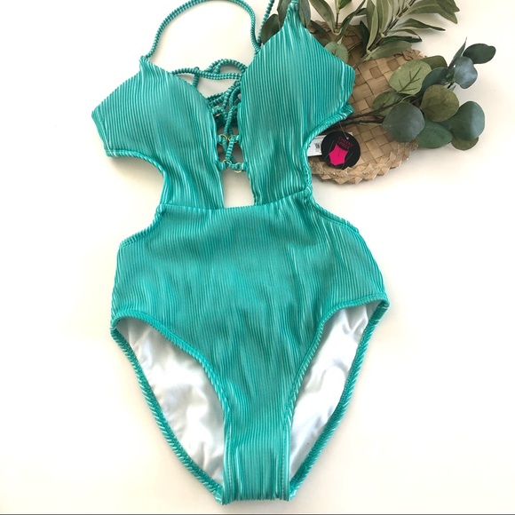 NWT No boundaries ribbed monokini swimsuit Med - Picture 4 of 8